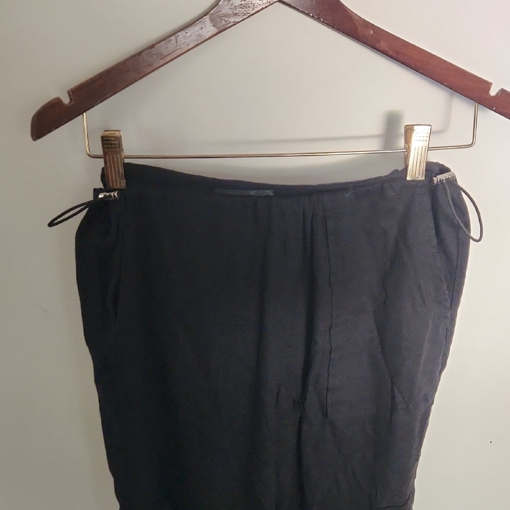 White Fox Black Linen Cargo Drawstring Joggers XS - Picture 2 of 7
